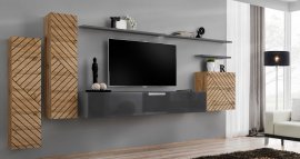Regal für das Wohnzimmer Switch I - Eiche Wotan/Graphit
