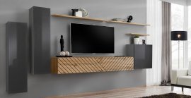 Regal für das Wohnzimmer Switch I - Graphit/Wotan Eiche