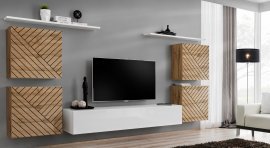 Regal für das Wohnzimmer Switch IV - Eiche Wotan/Weiß