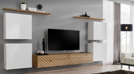 Regal für das Wohnzimmer Switch IV - Weiß/Eiche Wotan