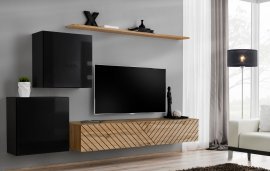 Regal für das Wohnzimmer Switch V - schwarz/Wotan Eiche