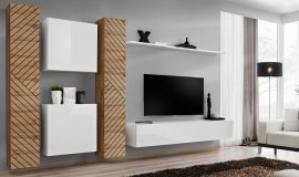 Regal für das Wohnzimmer Switch VI - Eiche Wotan/Weiß