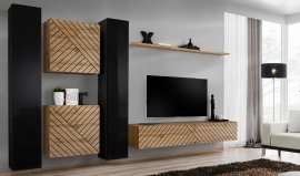 Regal für das Wohnzimmer Switch VI - schwarz/Wotaneiche