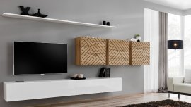 Regal für das Wohnzimmer Switch VII - Weiß/Eiche Wotan