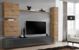 Regal für das Wohnzimmer Switch VIII - Graphit/Wotan Eiche