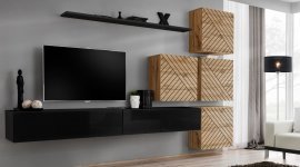 Regal für das Wohnzimmer Switch IX - schwarz/Eiche Wotan