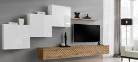Regal für das Wohnzimmer Switch X - Weiß/Eiche Wotan