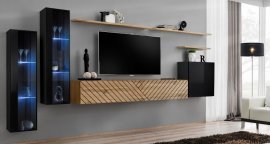 Regal für das Wohnzimmer Switch XI - schwarz/Eiche Wotan