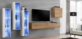 Regal für das Wohnzimmer Switch XIII - Weiß/Wotan Eiche