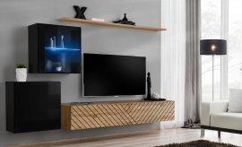 Regal für das Wohnzimmer Switch XV - schwarz/Eiche Wotan