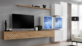 Regal für das Wohnzimmer Switch XIX - Eiche Wotan/Weiß