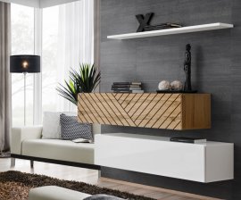 Set für das Wohnzimmer Switch II - Eiche Wotan/Weiß