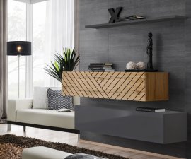 Set für das Wohnzimmer Switch II - Eiche Wotan/Grafit
