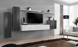 Regal für das Wohnzimmer Switch I 330 cm - Graphit/Weiß