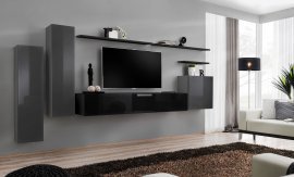 Regal für das Wohnzimmer Switch I 330 cm - Graphit/Schwarz