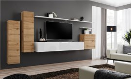Regal für das Wohnzimmer Switch I 330 cm - Wotan/Weiß