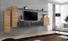 Regal für das Wohnzimmer Switch I 330 cm - Wotan/Grafit