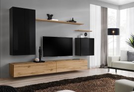 Regal für das Wohnzimmer Switch II 270 cm - Schwarz/Wotan