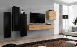 Regal für das Wohnzimmer Switch III 330 cm - Schwarz/Wotan