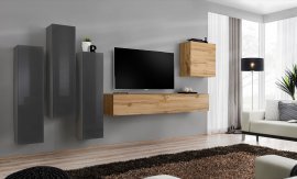 Regal für Wohnzimmer Switch III 330 cm - Graphit/Wotan