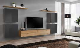 Regal für das Wohnzimmer Switch IV 320 cm - Graphit/Wotan