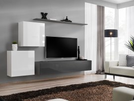 Regal für das Wohnzimmer Switch V 250 cm - weiß/graphit