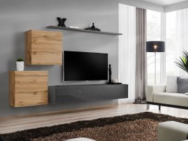 Regal für das Wohnzimmer Switch V 250 cm - Wotan/Graphit