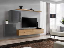 Regal für das Wohnzimmer Switch V 250 cm - Graphit/Wotan