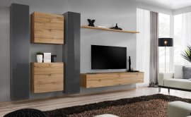 Regal für das Wohnzimmer Switch VI 330 cm - Graphit/Wotan