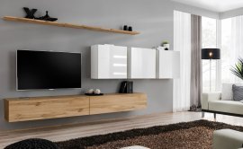 Regal für das Wohnzimmer Switch VII 340 cm - Wotan/Weiß