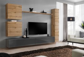 Regal für das Wohnzimmer Switch VIII 280 cm - Wotan/Grafit