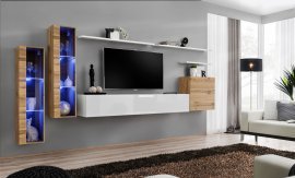 Regal für Wohnzimmer Switch XI 330 cm LED - Wotan/Weiß