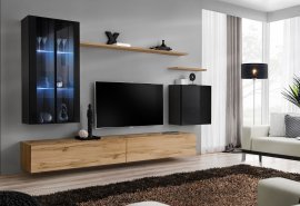 Regal für das Wohnzimmer Switch XII 270 cm LED - schwarz/wotan