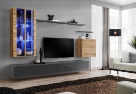 Regal für Wohnzimmer Switch XII 270 cm LED - Wotan/Graphit