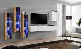 Wohnzimmerregal Switch XIII 330 cm LED - Wotan/Weiß
