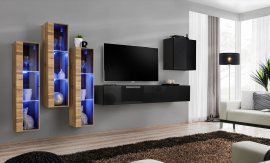 Regal für das Wohnzimmer Switch XIII 330 cm LED - Wotan/schwarz