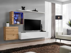 Regal für das Wohnzimmer Switch XV 250 cm LED - Wotan/Weiß