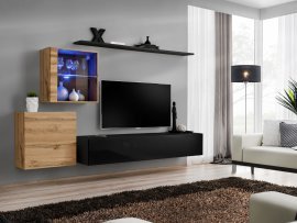 Regal für das Wohnzimmer Switch XV 250 cm LED - Wotan/Schwarz