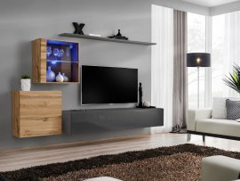 Regal für das Wohnzimmer Switch XV 250 cm LED - Wotan/Graphit