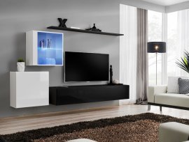Wohnzimmerregal Switch XV 250 cm LED - weiß/schwarz