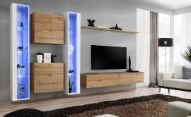 Regal für Wohnzimmer Switch XVI 330 cm LED - Weiß/Wotan