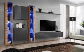 Regal für das Wohnzimmer Switch XVI 330 cm LED - Wotan/Grafit