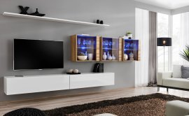 Regal für das Wohnzimmer Switch XVII 340 cm LED - weiß/wotan