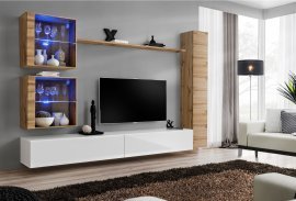 Regal für das Wohnzimmer Switch XVIII 280 cm LED - Wotan/Weiß