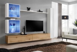 Regal für Wohnzimmer Switch XVIII 280 cm LED - weiß/Wotan