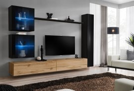Wohnwand Switch XVIII 280 cm LED - schwarz/wotan