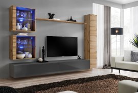 Regal für das Wohnzimmer Switch XVIII 280 cm LED - Wotan/Graphit
