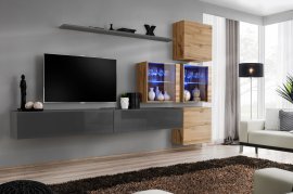 Regal für Wohnzimmer Switch XIX 310 cm LED - Graphit/Wotan