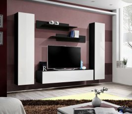Regal für das Wohnzimmer FLY A1 260 cm - schwarz/weiß