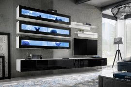 Regal für das Wohnzimmer FLY J2 320 cm LED - weiß/schwarz